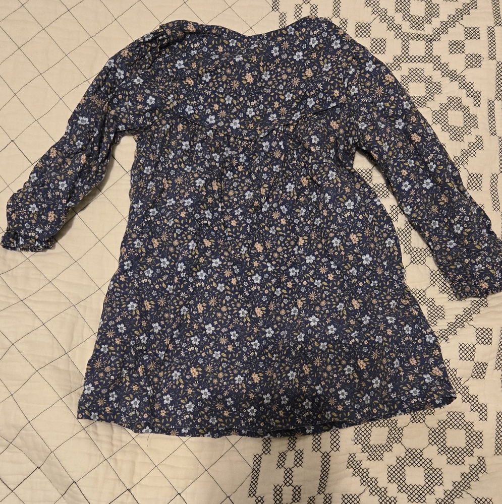 Mango Kids Floral Long Sleeve Navy Dress size 2/3